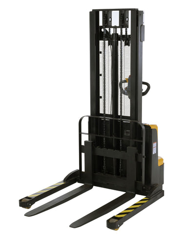 Steel Adjustable Double Mast Stacker 118 In. Raised Height Variable Speed 2200 Lb. Capacity Black